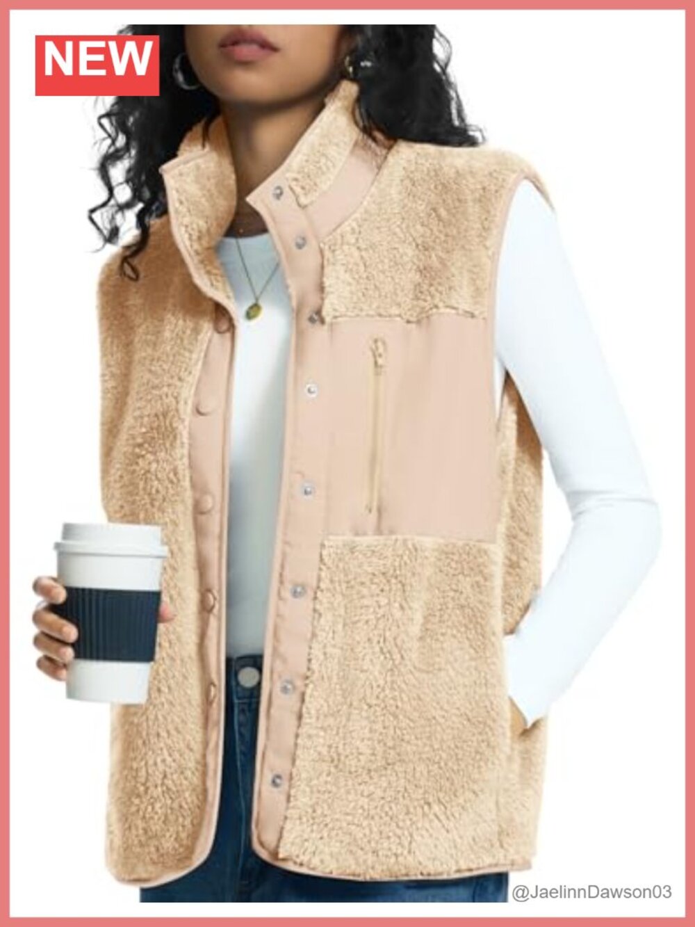 Rapbin Fleece Vest Women Snap Button Sherpa Vests Fall Winter Outfits